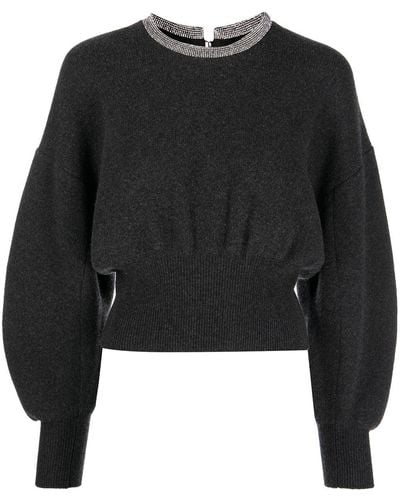 Alexander Wang Crystal-embellished Neck Sweater - Black