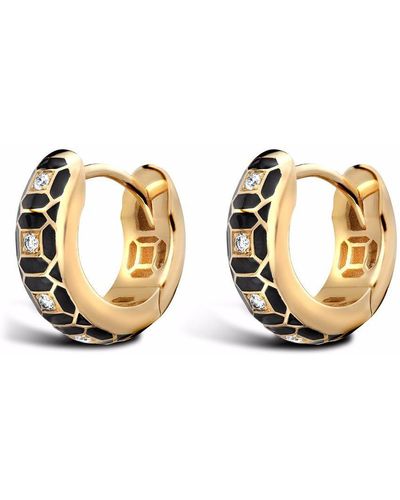 Pragnell 18kt Yellow Gold Revival Black Enamel And Diamond huggie Hoops - Metallic