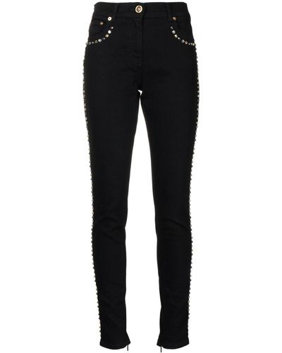 Versace Studded Slim-cut Jeans - Black