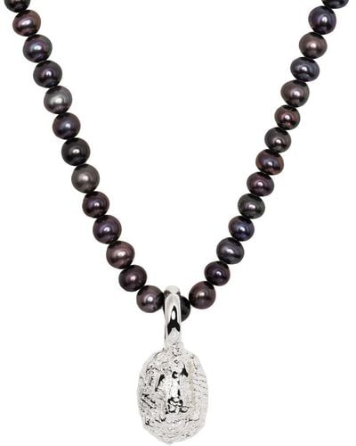 SWEETLIMEJUICE Silver Pearl Pendant Necklace - Brown