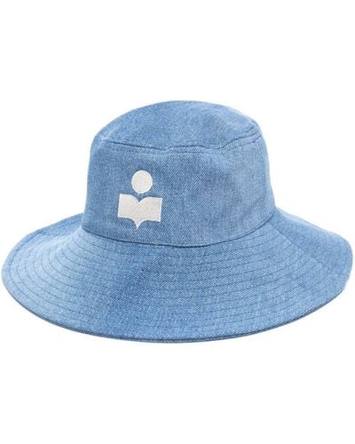 Isabel Marant Sombrero de verano vaquero con logo estampado - Azul