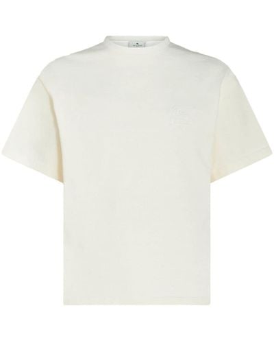 Etro T-shirt en coton à logo brodé - Blanc