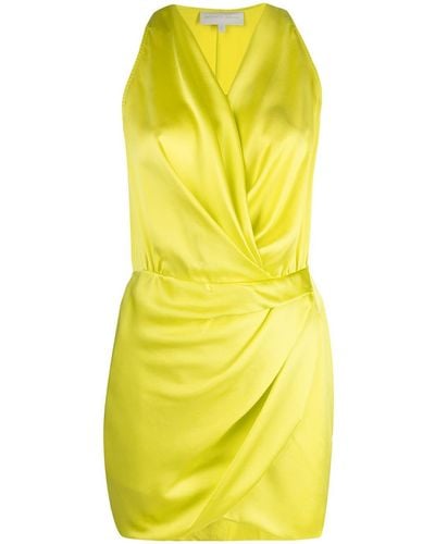 Michelle Mason Draped-detail Halterneck Dress - Yellow
