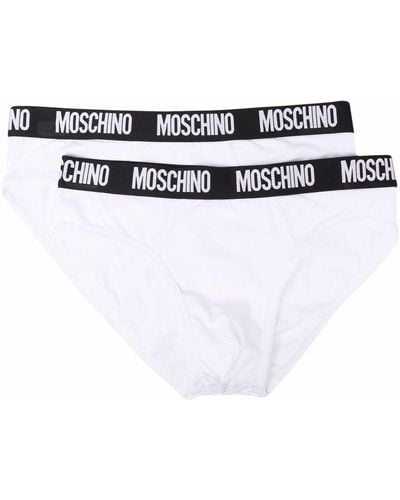 Moschino Slip à bande logo - Blanc