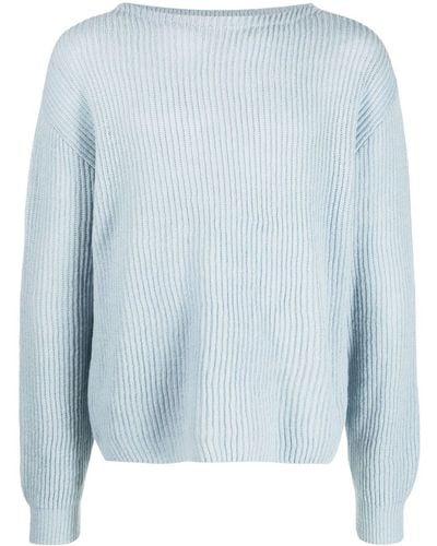 AURALEE Ribbed-knit Crew-neck Sweater - Blue