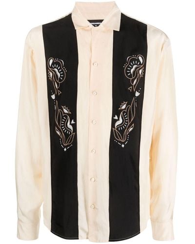 DSquared² Embroidered Silk Bowling Shirt - Black