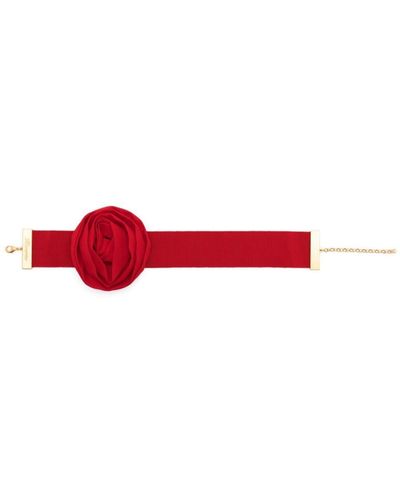 Blumarine Choker Met Bloembroche - Rood