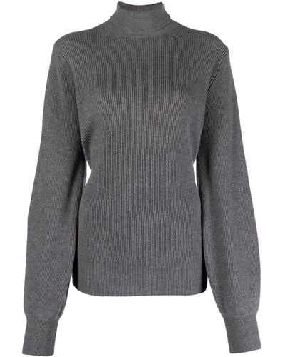 Malo Roll-neck Ribbed Cashmere Jumper - Grey