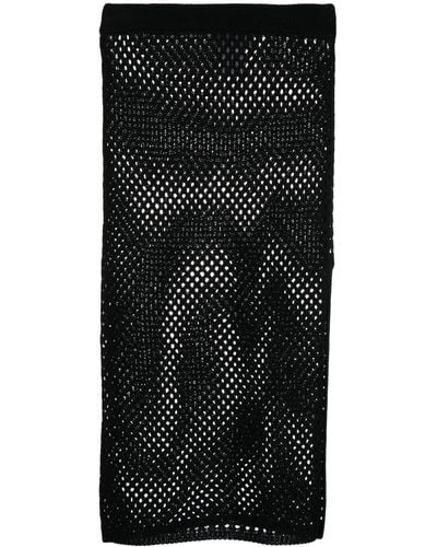 Laneus Perforated Knitted Cotton Skirt - Black