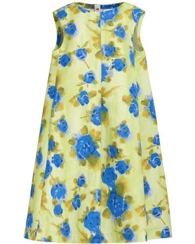 Marni Midi-jurk Met Bloemenprint - Blauw