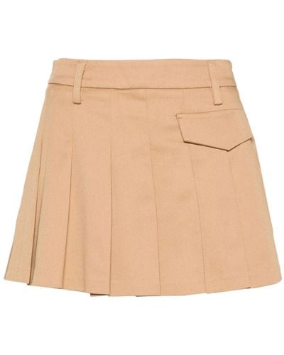 Blanca Vita Pleated Mini Skirt - Natural