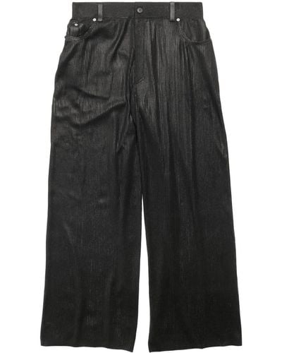 Balenciaga Pantalones de canalé con cintura alta - Negro
