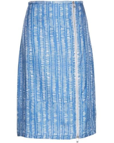 Ports 1961 Geometric-print Silk Midi Skirt - Blue
