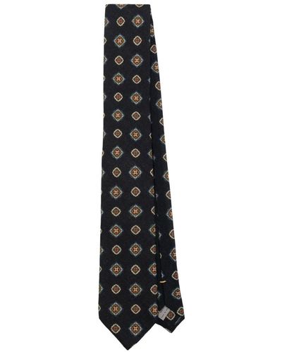 Canali Geometric-print Wool Tie - Black