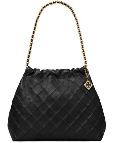 Tory Burch Fleming Soft Leather Tote Bag - Black