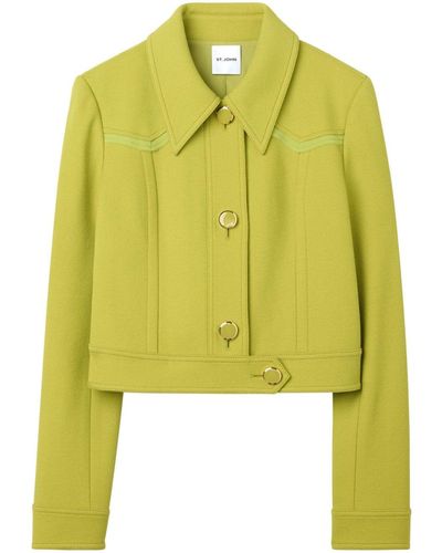 St. John Organic Wool Cropped Jacket - Yellow