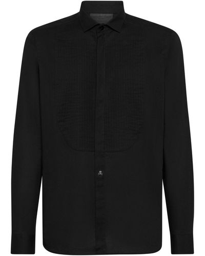 Philipp Plein Rhinestone-embellished Tuxedo Shirt - Black