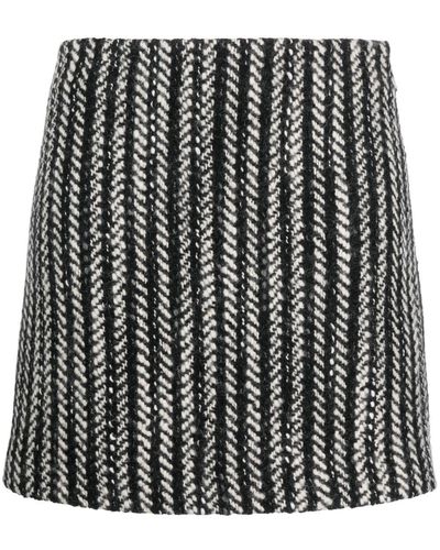 MSGM Two-tone Bouclé Miniskirt - Black