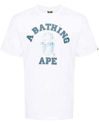A Bathing Ape T-Shirt mit Logo-Print - Blau