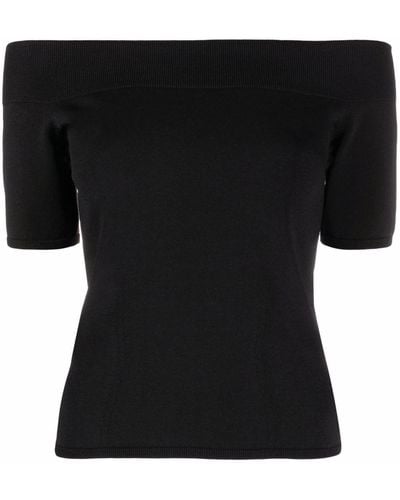 Alexander McQueen Camiseta con hombros descubiertos - Negro