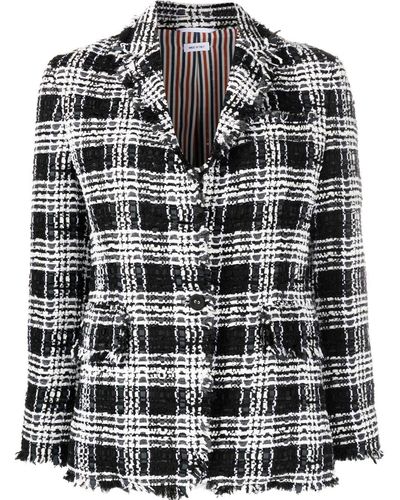 Thom Browne Check-pattern Tweed Jacket - Black