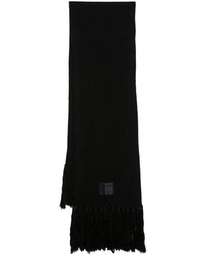 Patrizia Pepe Ribbed-knit Wool Scarf - Black