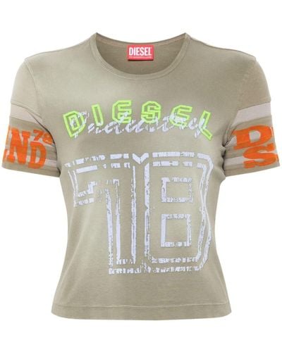 DIESEL T-Uncusl T-Shirt mit geflocktem Logo - Grau