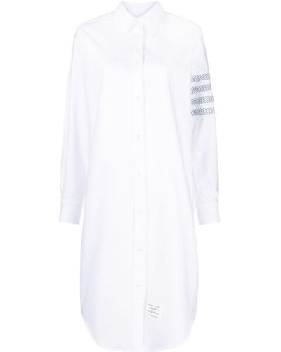 Thom Browne Robe-chemise en coton à 4 bandes signature - Blanc