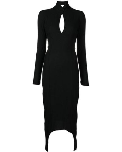 Patou Midi-jurk Met Open Rug - Zwart