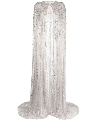 Jenny Packham Clara cape-detail gown - Bianco