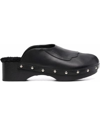 Ancient Greek Sandals Closed Leather Clogs - Black