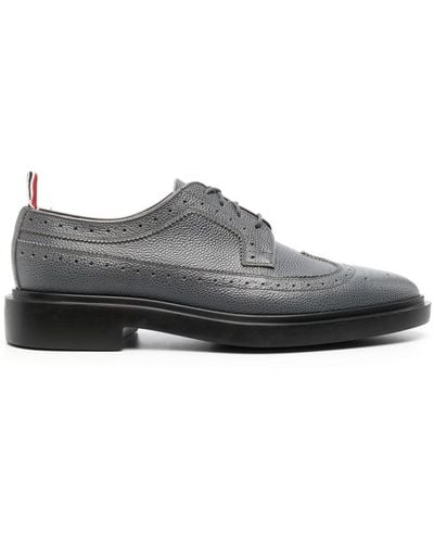 Thom Browne Almond-toe Leather Brogues - Gray
