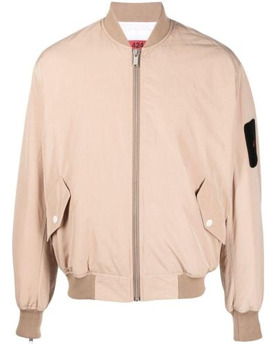 424 Logo-patch Quilted Bomber Jacket - Natural