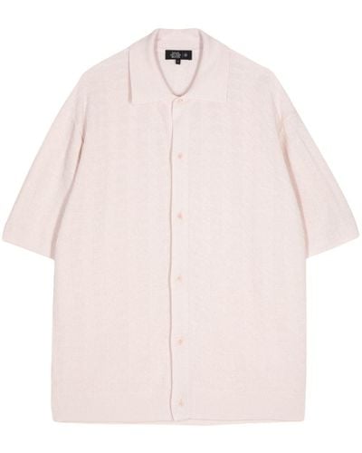 MAN ON THE BOON. Houndstooth Short Sleeve Shirt - Pink