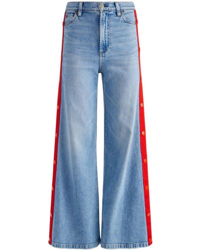 Alice + Olivia Rola Side-stripe Wide-leg Jeans - Blue