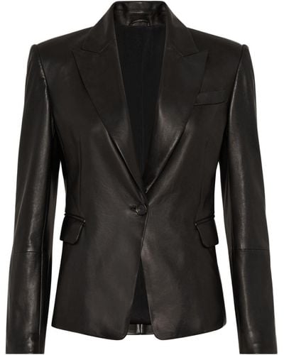 Brunello Cucinelli Single-breasted Leather Blazer - Black