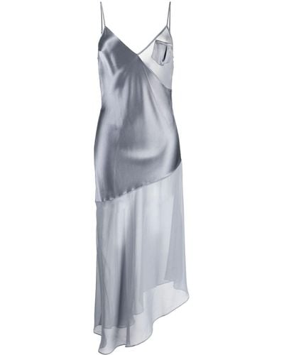 Fleur du Mal Asymmetric Satin-finish Slip Dress - Grey