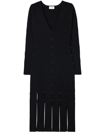 St. John Bead-embellished Knitted Dress - Black