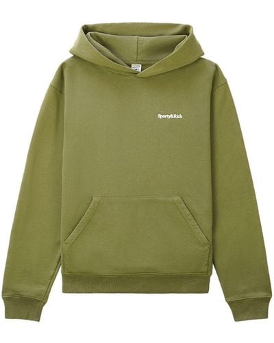 Sporty & Rich Serif Logo-embroidered Hoodie - Green