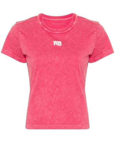 Alexander Wang Logo-print Faded-effect T-shirt - Pink