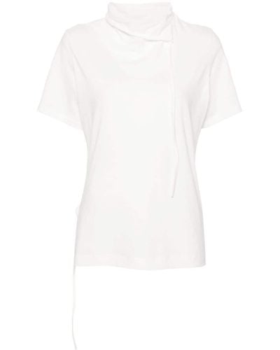 Yohji Yamamoto T-Shirt mit Stehkragen - Weiß