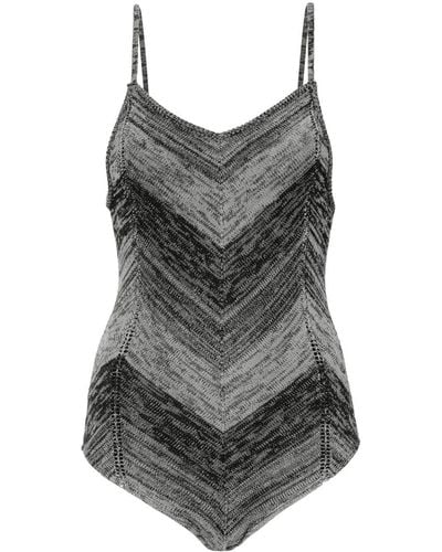 Proenza Schouler Marl-knit Striped Bodysuit - Gray