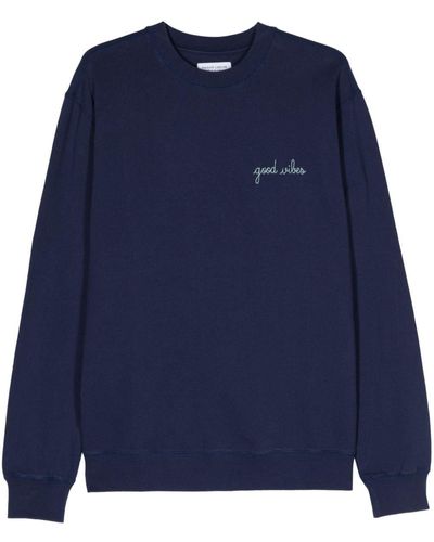 Maison Labiche Charonne Slogan-embroidered Sweatshirt - Blue