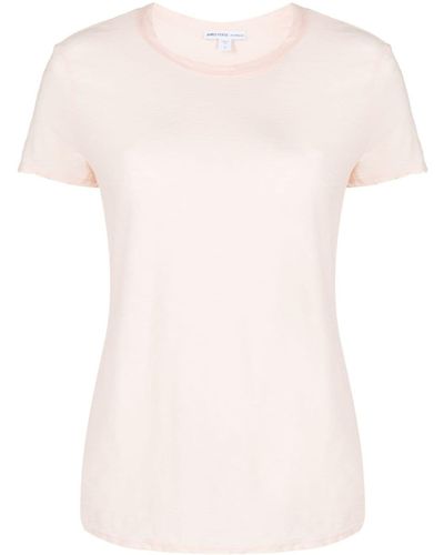 James Perse T-shirt Slub girocollo semi trasparente - Rosa