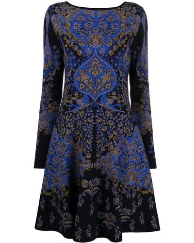Etro Jacquard Jersey Mini Dress - Blue