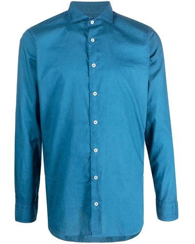 Lardini Long-sleeve Buttoned Cotton Shirt - Blue