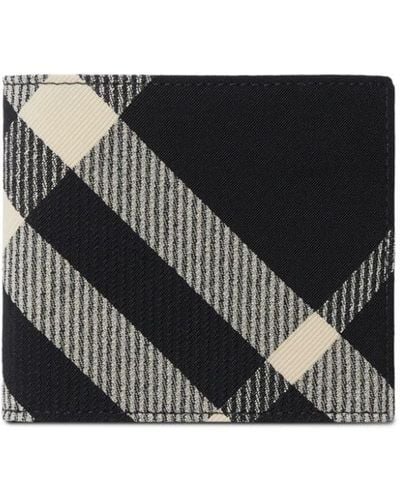 Burberry Check Patterned Bi-fold Wallet - Black