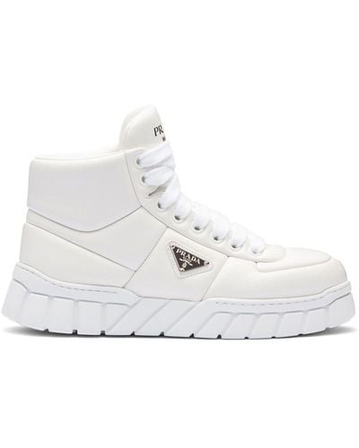 Prada Padded Leather High-top Sneakers - White