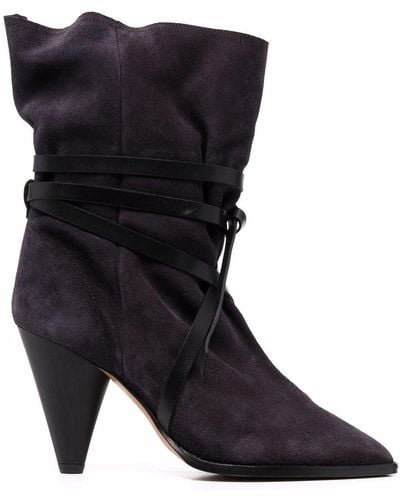 Isabel Marant Lidly Velvet Heel Ankle Boots - Multicolour