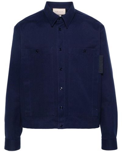 Gucci Camisa con etiqueta del logo - Azul